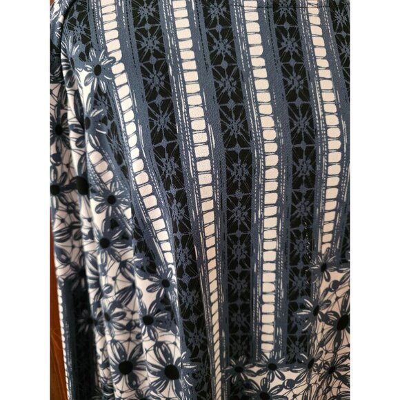 Bob Mackie Wearable Art Womens 1X Floral Long Sleeve Top Blue & White - Picture 3 of 7